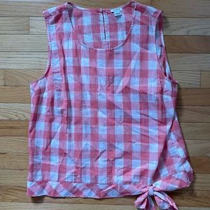 J. Crew Pink Gingham Bow Top